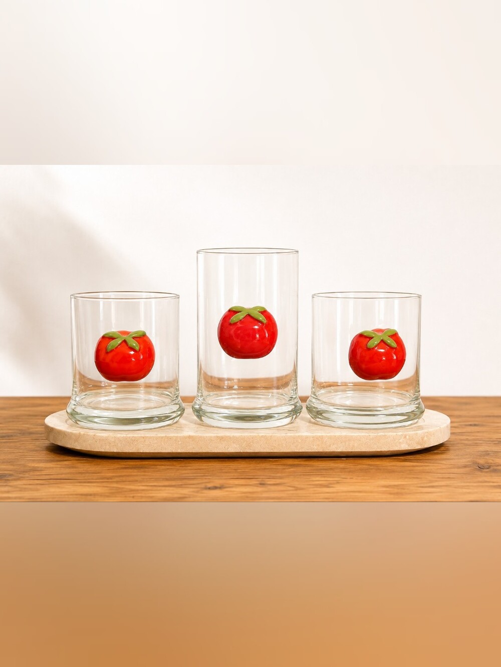 VTG Bloody Mary Set of Three Raised Tomatoes Glasses